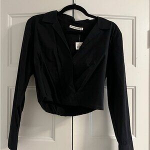 Abercrombie Cropped Black Low Cut Blouse